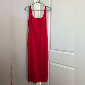 Abercrombie size small linen square neck midi dress red
